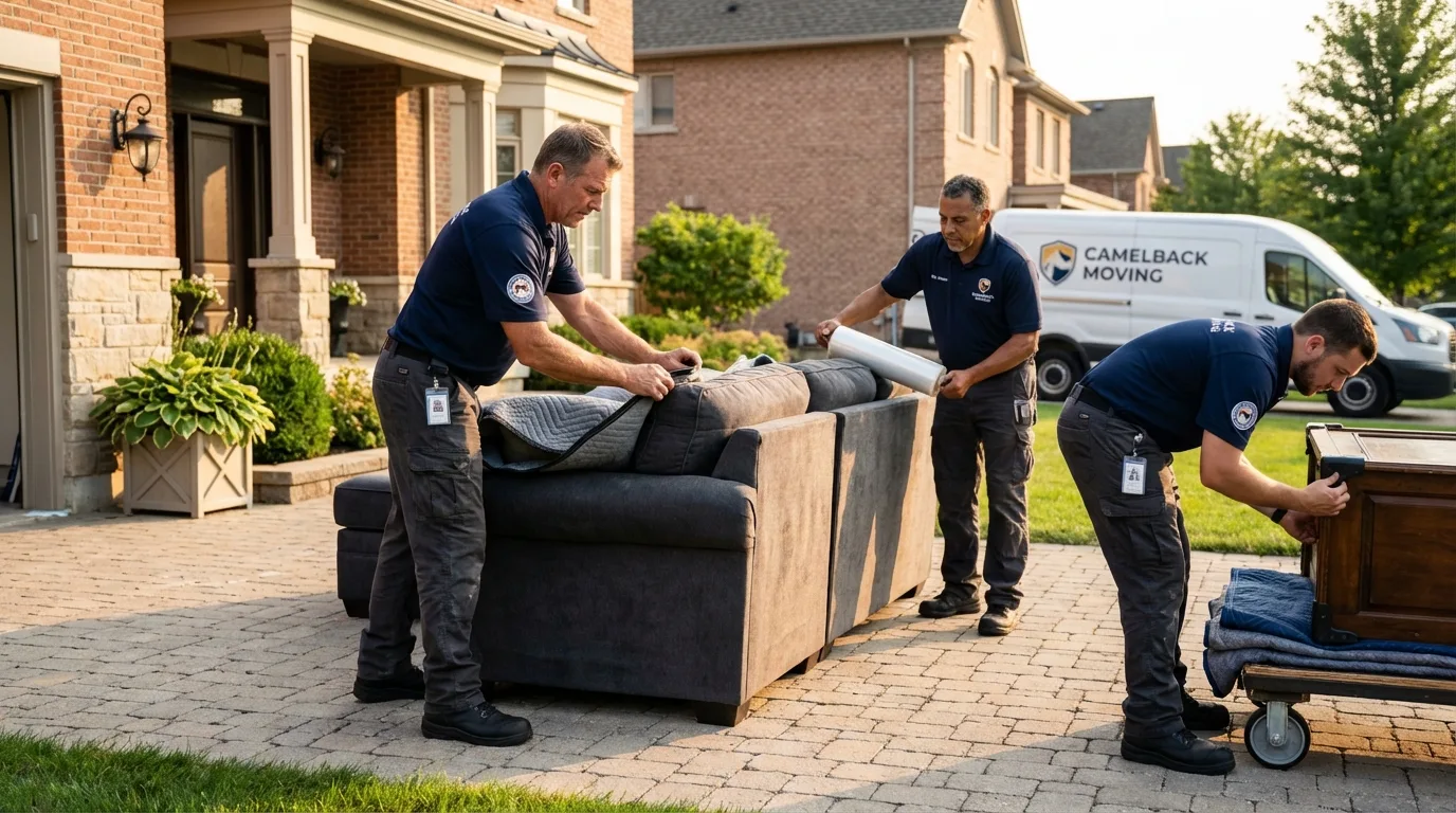 Large estate moving crew wrapping furniture in Buckley, WA